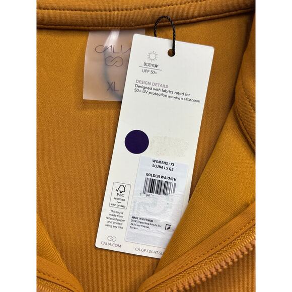 Calia Women’s XL Golden Warmth Scuba LS 1/4 Zip Pull Over NWTs - Picture 4 of 4